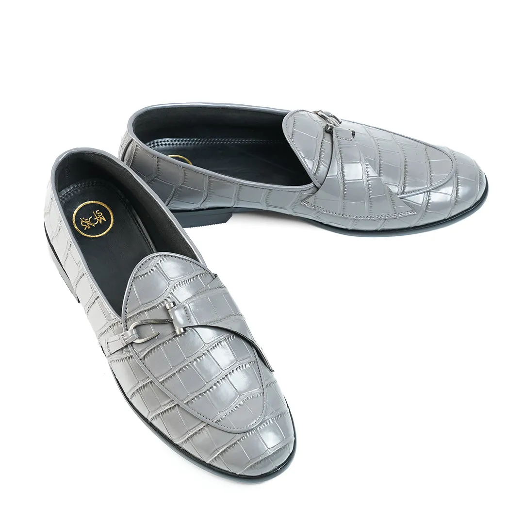 Monkstory Eclecta Croco Side Hook Slip Ons - Grey