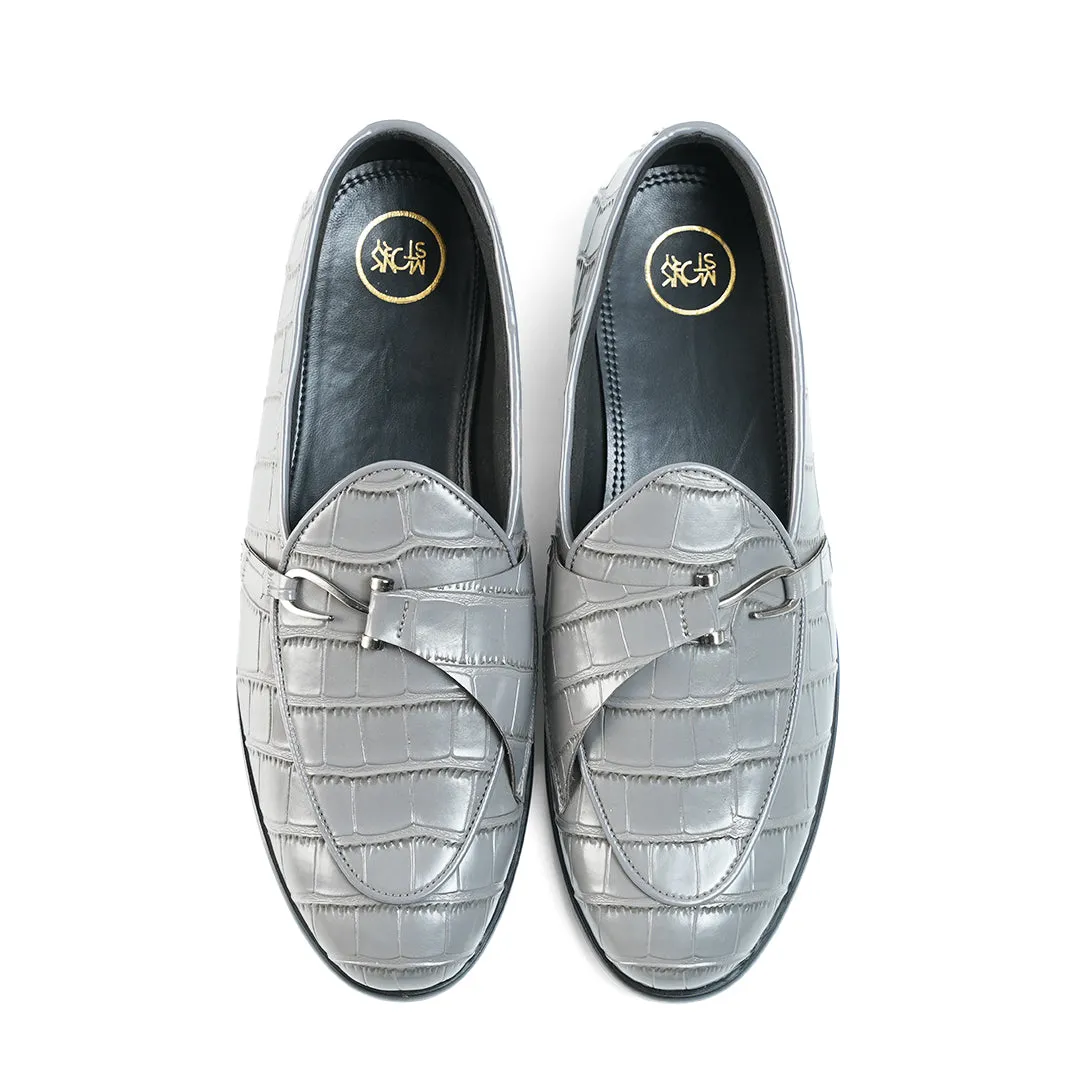 Monkstory Eclecta Croco Side Hook Slip Ons - Grey