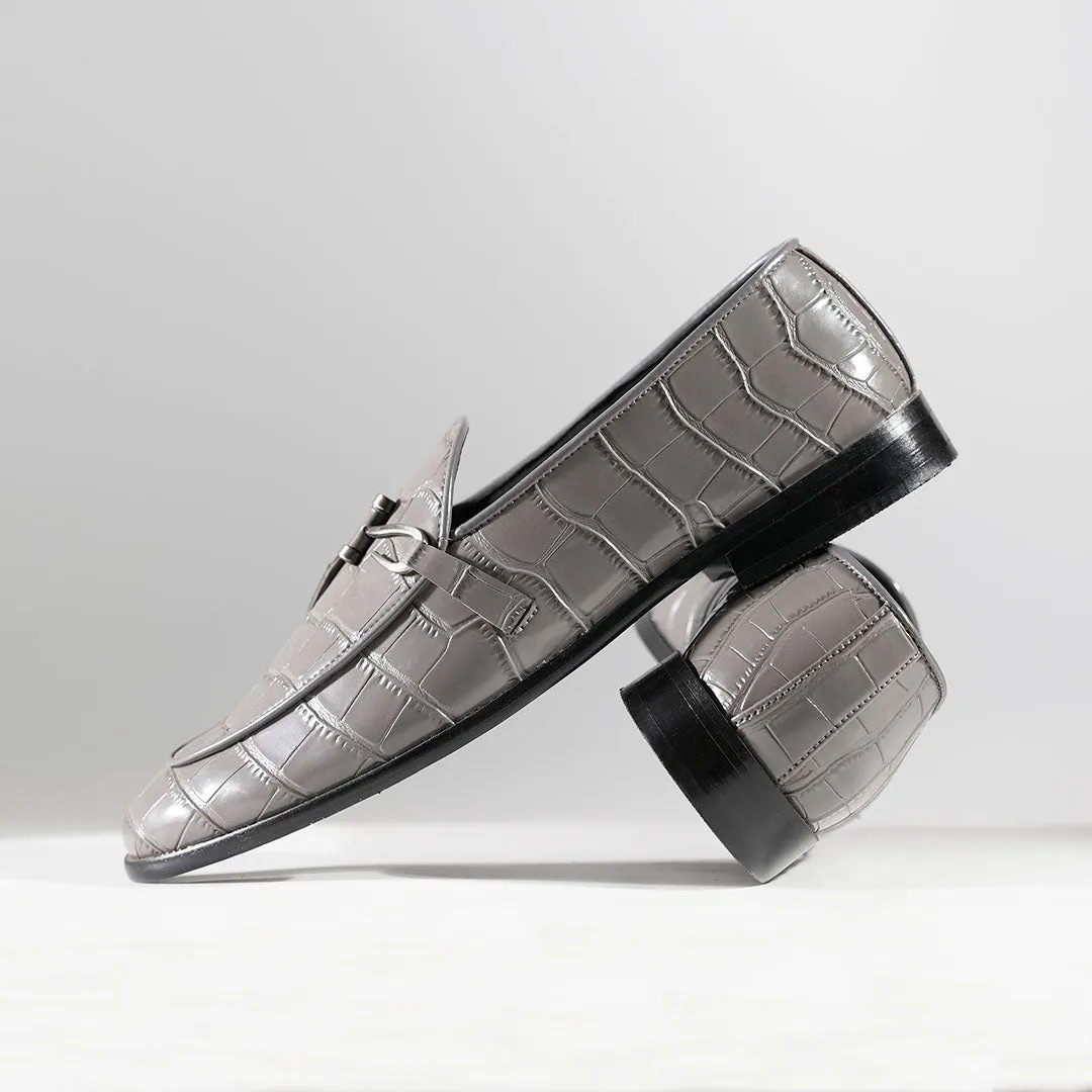Monkstory Eclecta Croco Side Hook Slip Ons - Grey