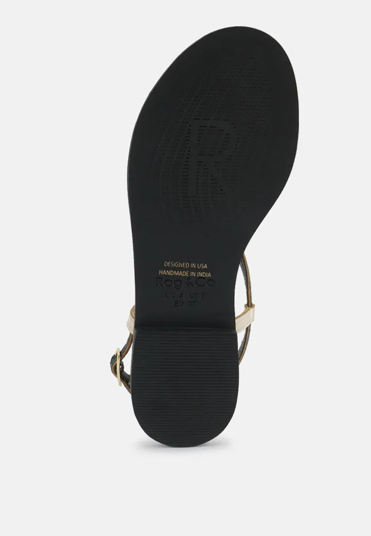 PHEOBE Strappy Black Flat Sandals