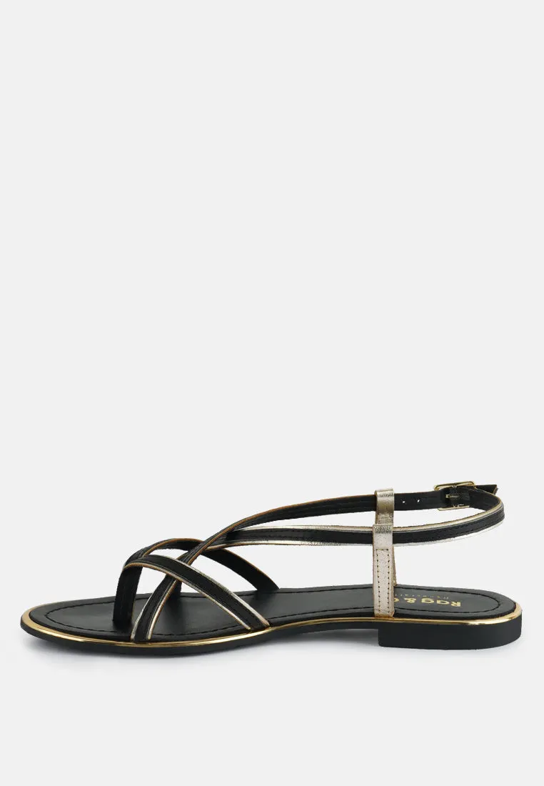 PHEOBE Strappy Black Flat Sandals