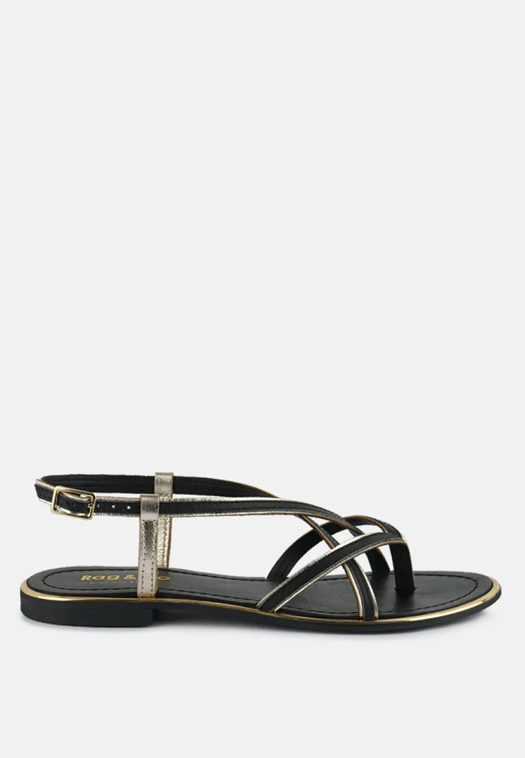 PHEOBE Strappy Black Flat Sandals