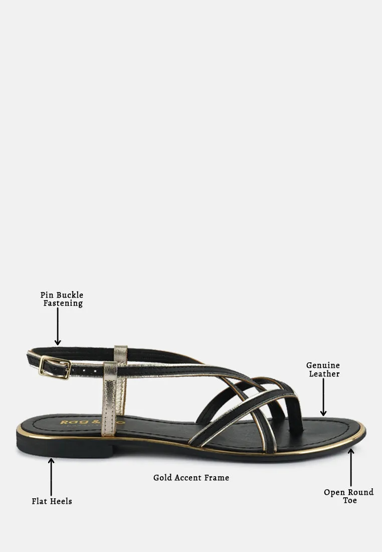 PHEOBE Strappy Black Flat Sandals