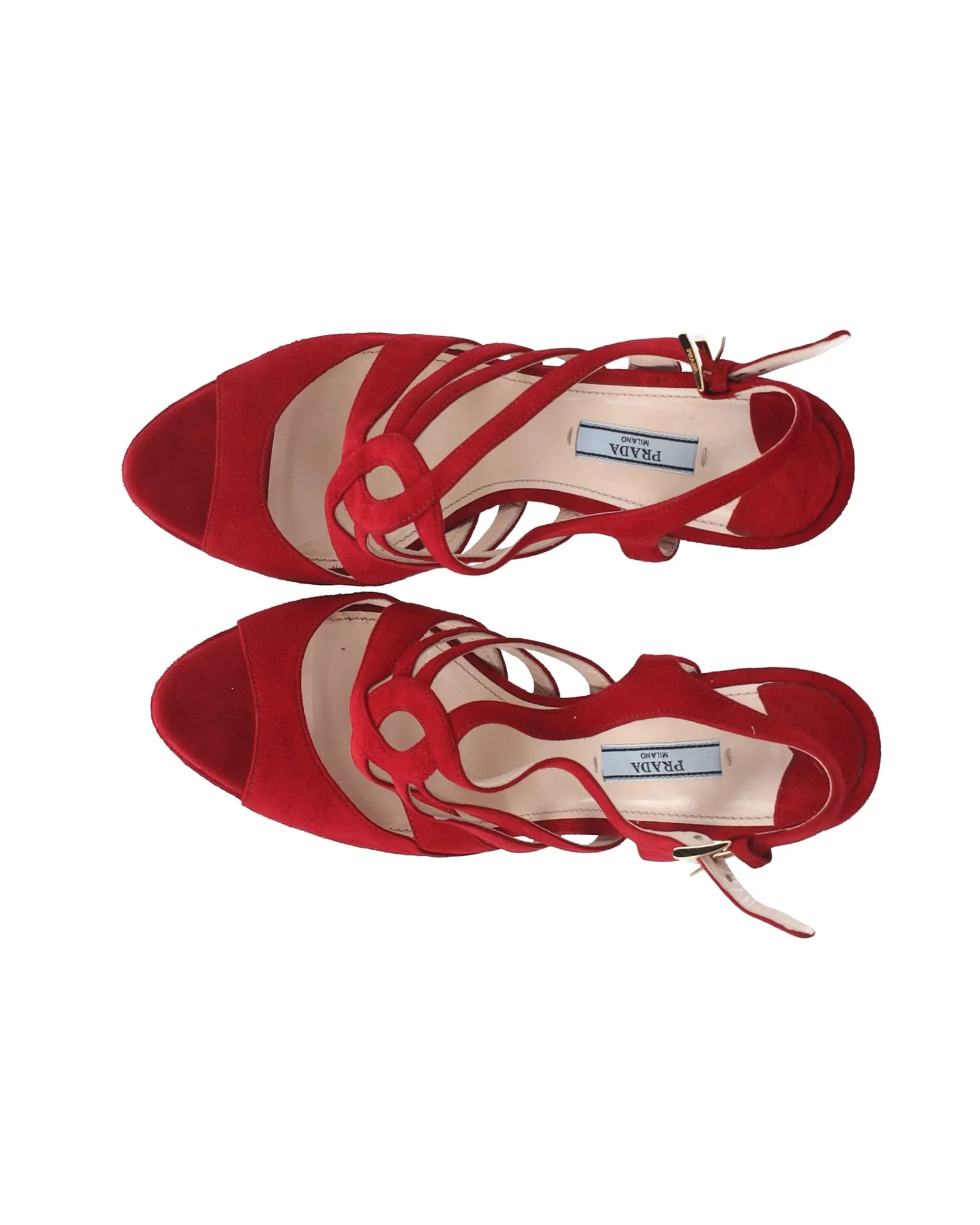 Prada Strappy Sandals in Red Suede