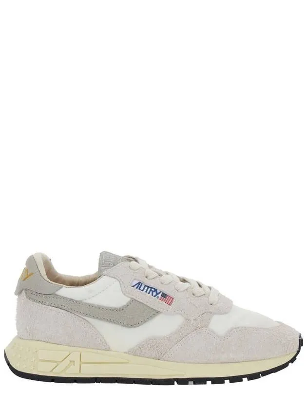 'Reelwind' White Low Top Sneakers With Logo Patch In Leather And Fabric Woman