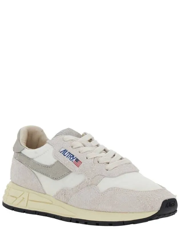 'Reelwind' White Low Top Sneakers With Logo Patch In Leather And Fabric Woman
