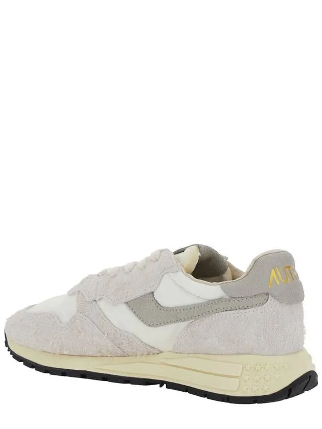 'Reelwind' White Low Top Sneakers With Logo Patch In Leather And Fabric Woman