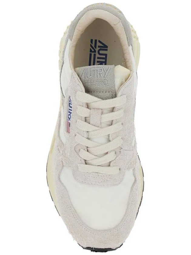 'Reelwind' White Low Top Sneakers With Logo Patch In Leather And Fabric Woman
