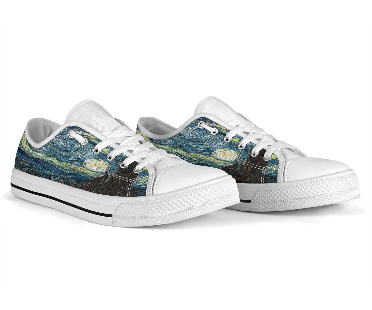 Ribbon Starry Night by Vincent Van Gogh Women's Low Top Sneakers