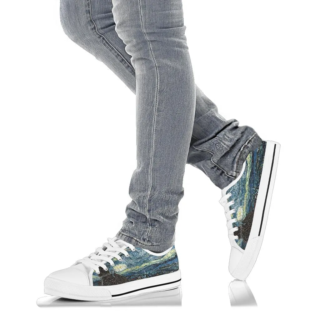 Ribbon Starry Night by Vincent Van Gogh Women's Low Top Sneakers