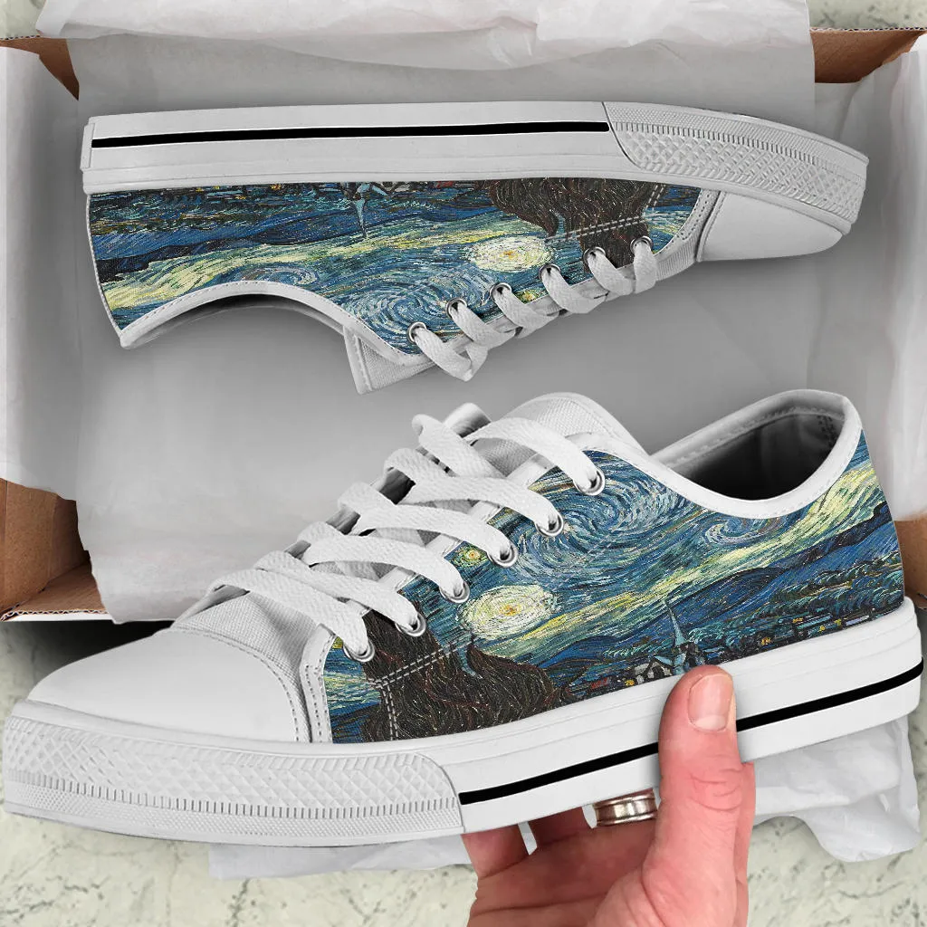 Ribbon Starry Night by Vincent Van Gogh Women's Low Top Sneakers