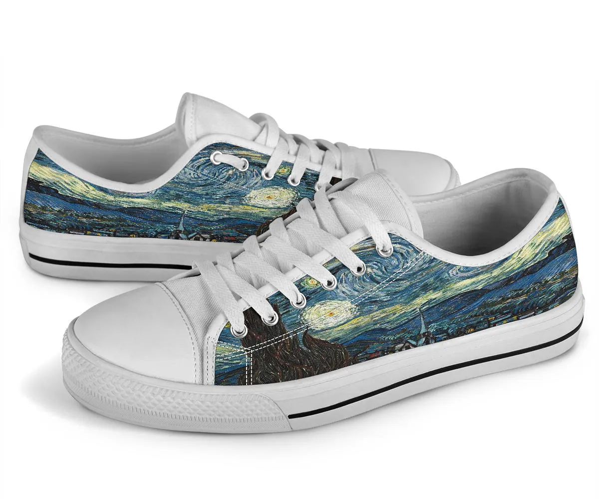 Ribbon Starry Night by Vincent Van Gogh Women's Low Top Sneakers