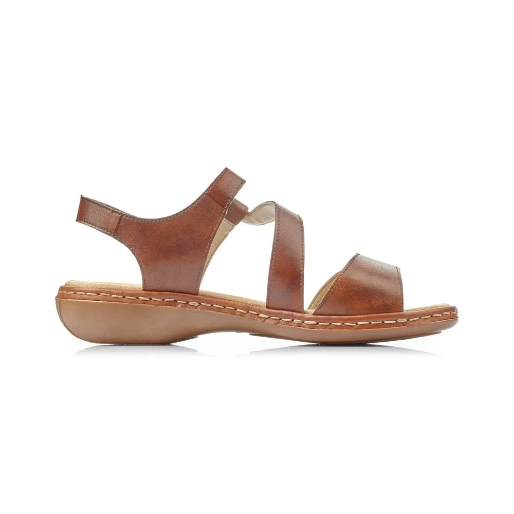 Rieker Ladies Low Heel Velcro Strap Sandal