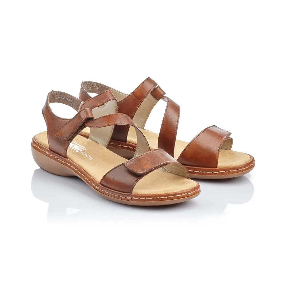 Rieker Ladies Low Heel Velcro Strap Sandal