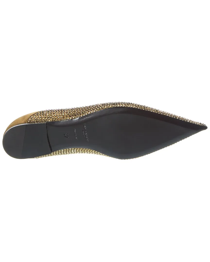 Saint Laurent Nour Crystal Embellished Wool & Silk Flat