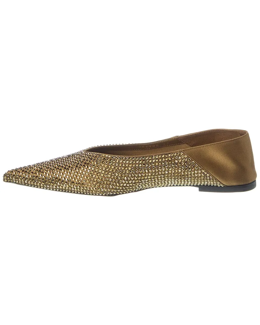 Saint Laurent Nour Crystal Embellished Wool & Silk Flat
