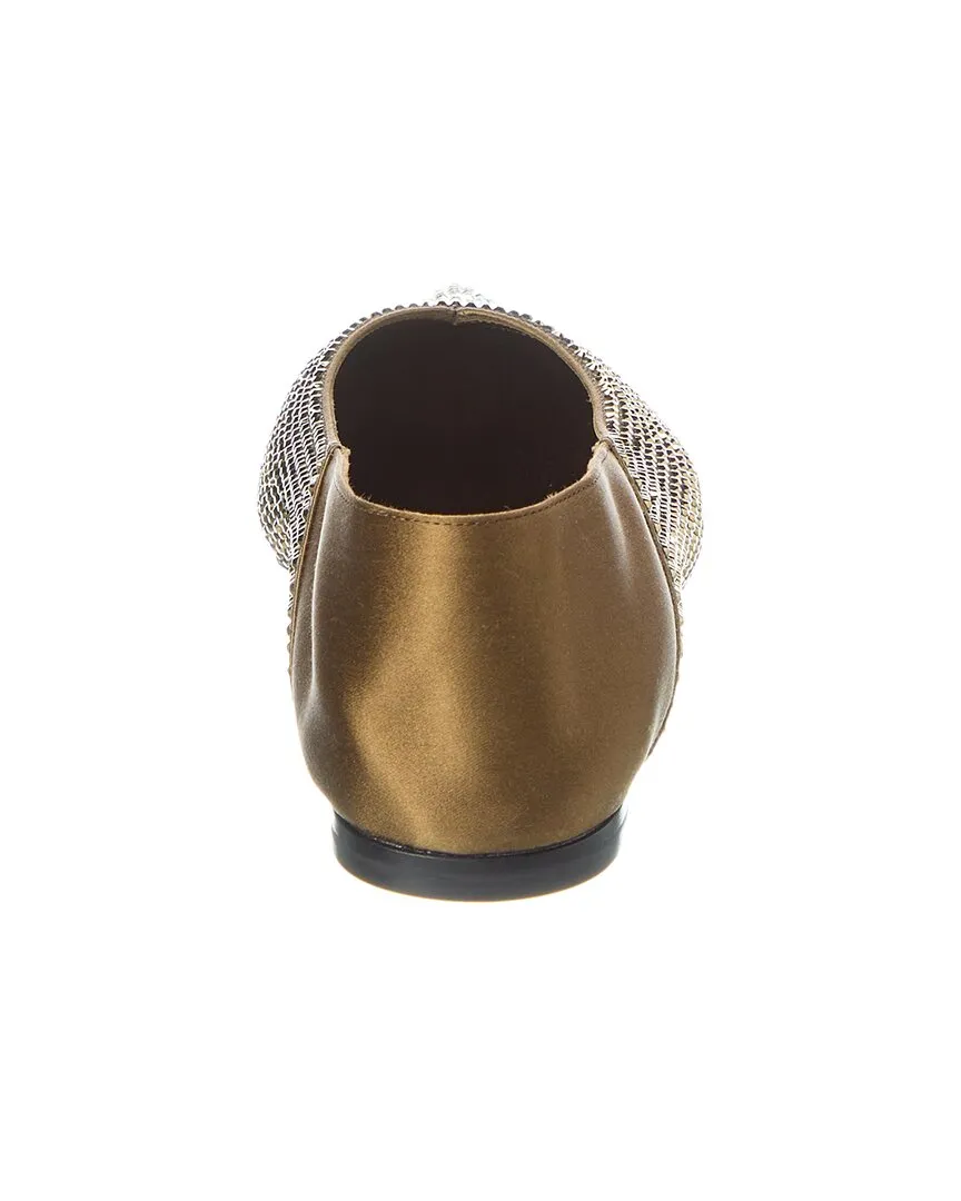 Saint Laurent Nour Crystal Embellished Wool & Silk Flat