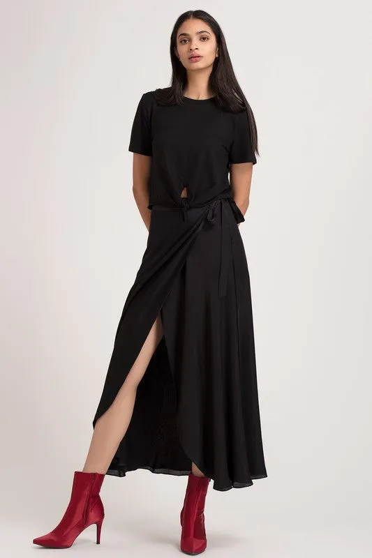 Silky Long Wrap Skirt