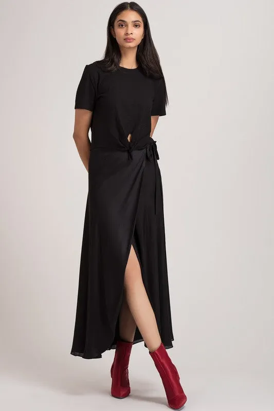 Silky Long Wrap Skirt