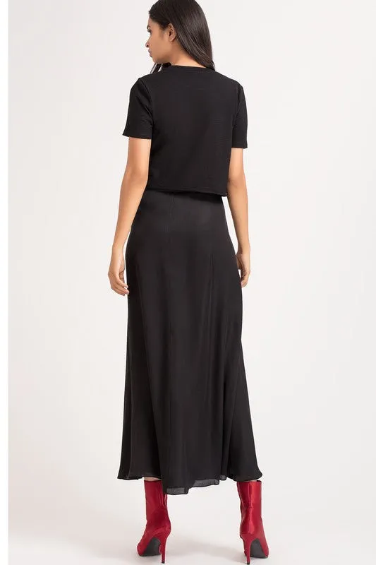 Silky Long Wrap Skirt