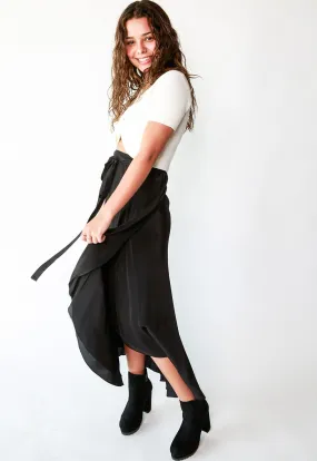 Silky Long Wrap Skirt