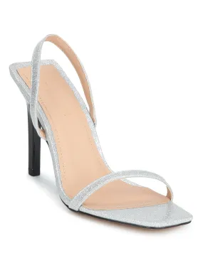 Silver Metallic Strappy Stilettos