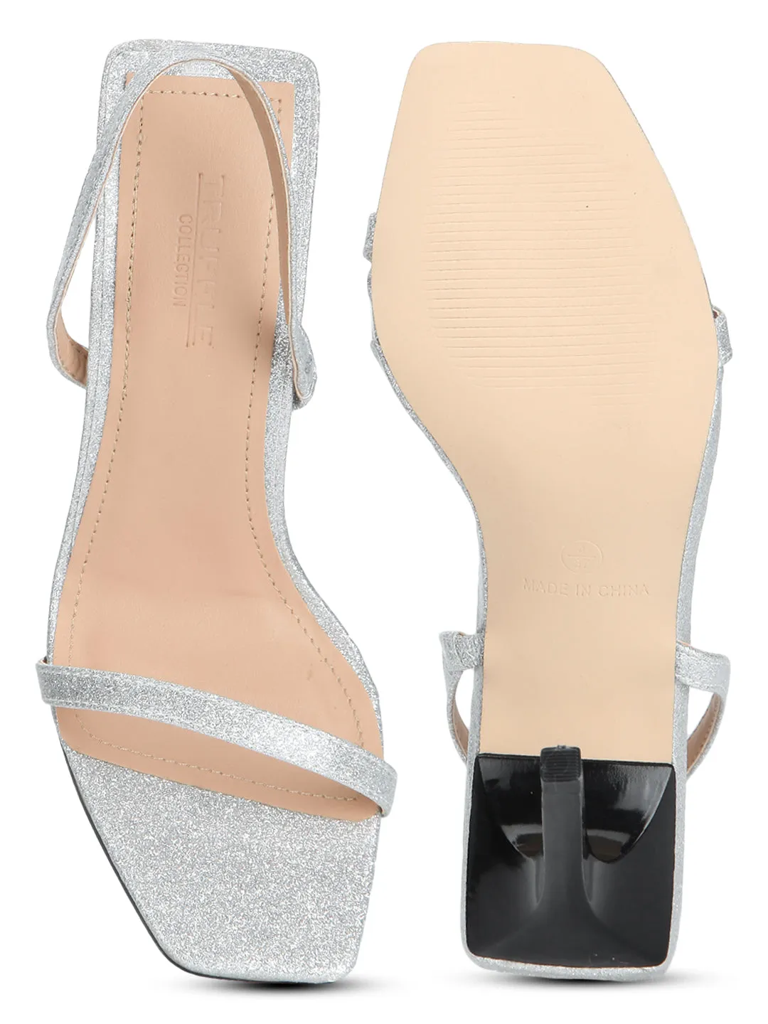 Silver Metallic Strappy Stilettos