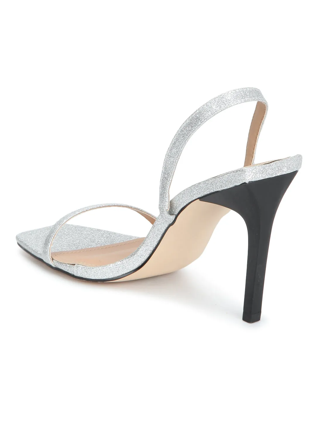 Silver Metallic Strappy Stilettos