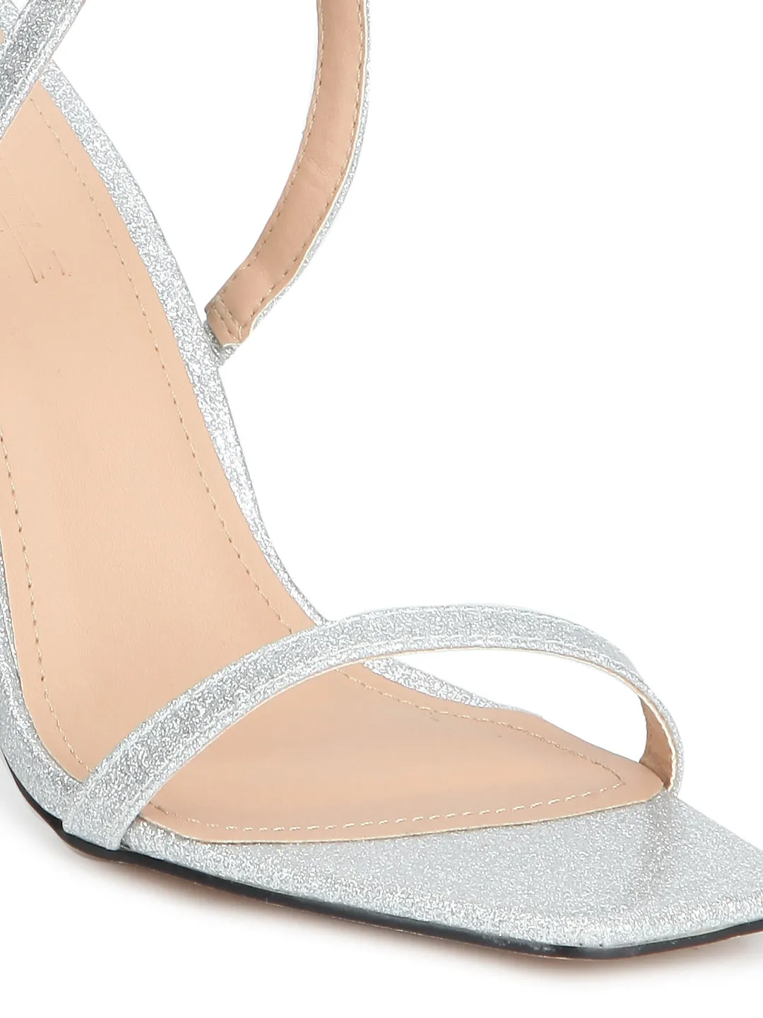 Silver Metallic Strappy Stilettos