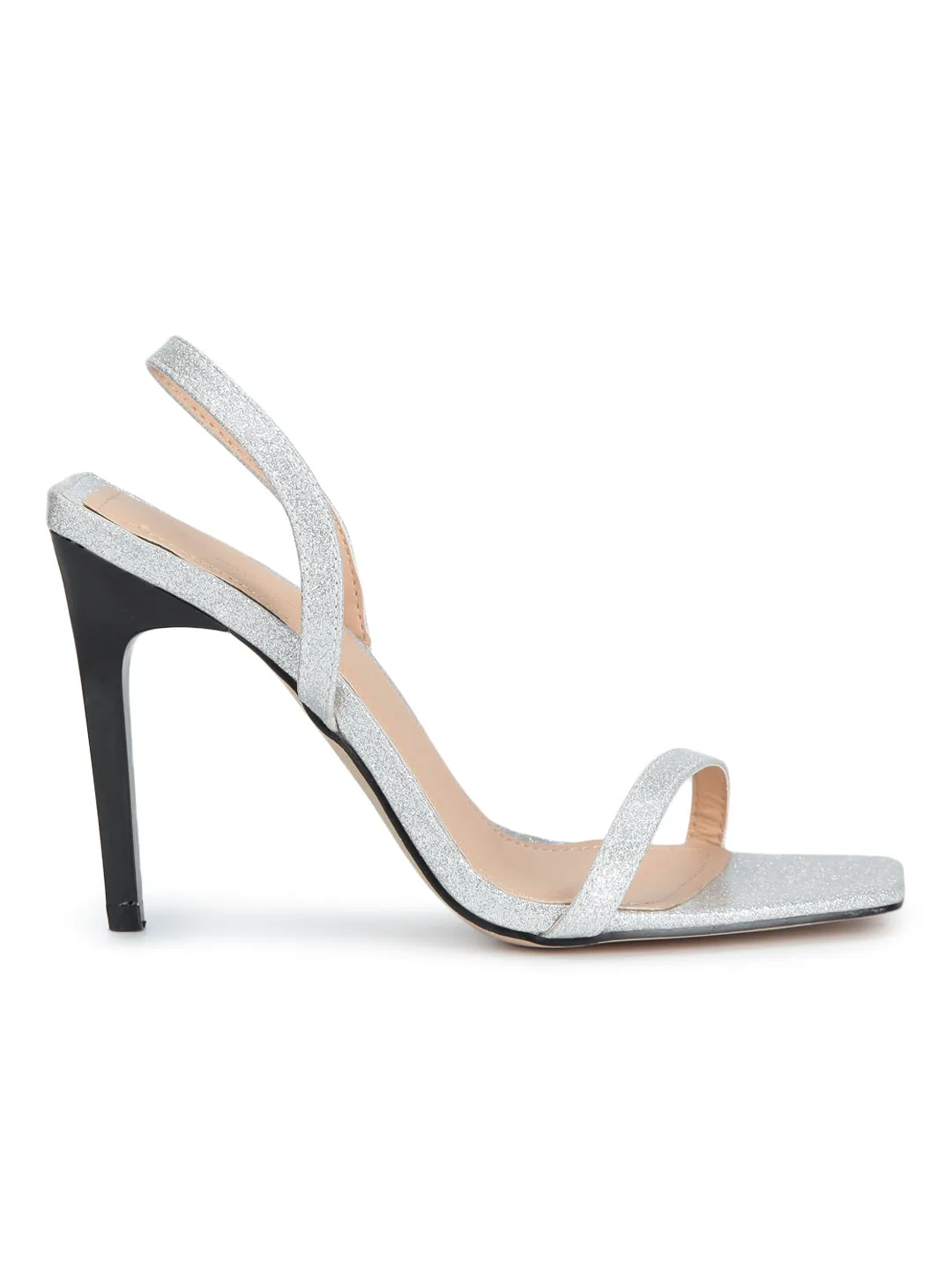 Silver Metallic Strappy Stilettos