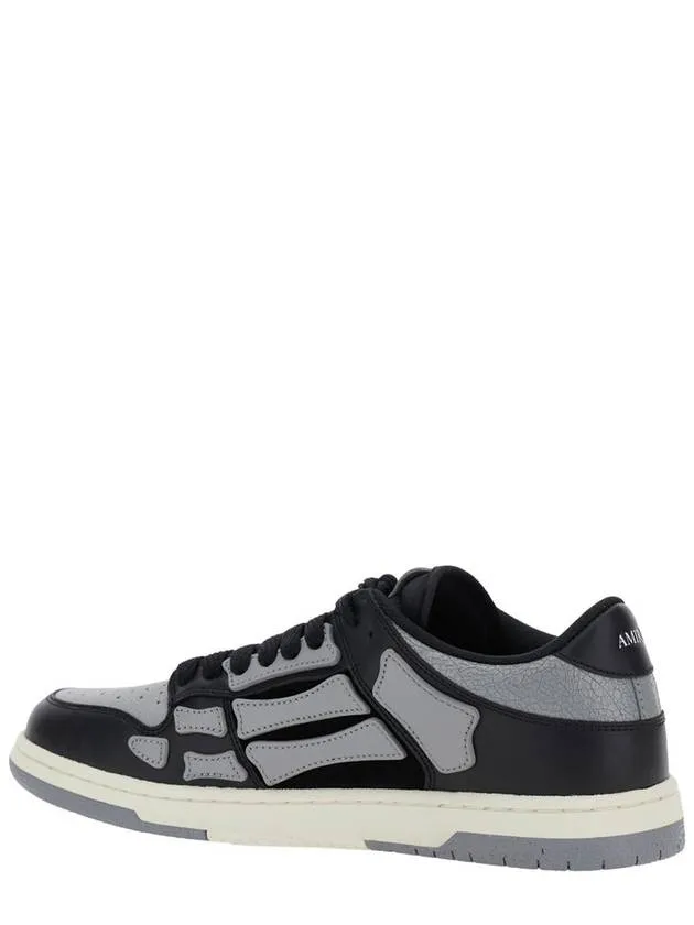 'Skel Top Low' Black Sneakers With Skeleton Patch In Leather Man