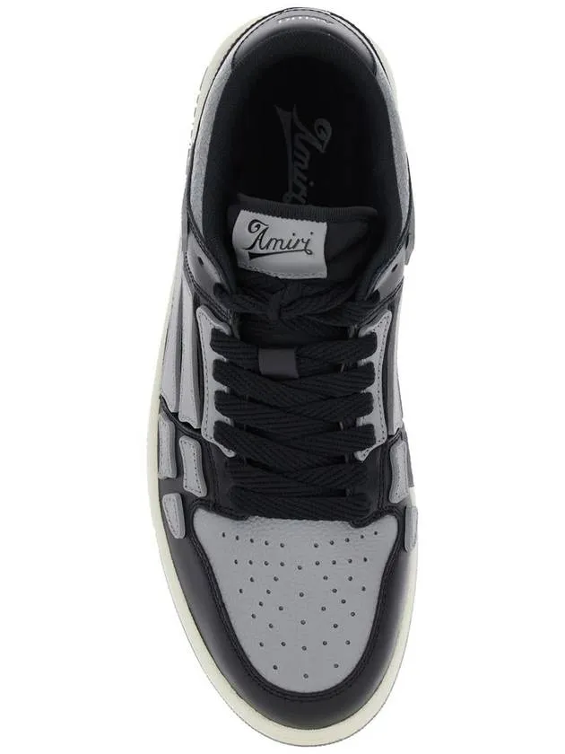 'Skel Top Low' Black Sneakers With Skeleton Patch In Leather Man