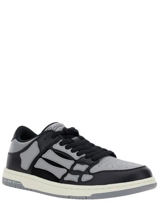 'Skel Top Low' Black Sneakers With Skeleton Patch In Leather Man