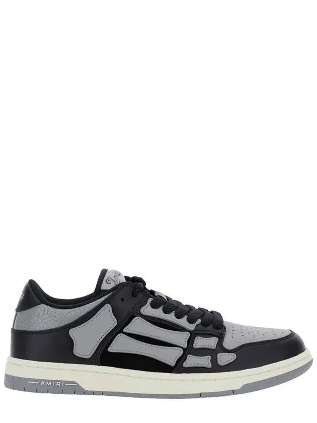 'Skel Top Low' Black Sneakers With Skeleton Patch In Leather Man