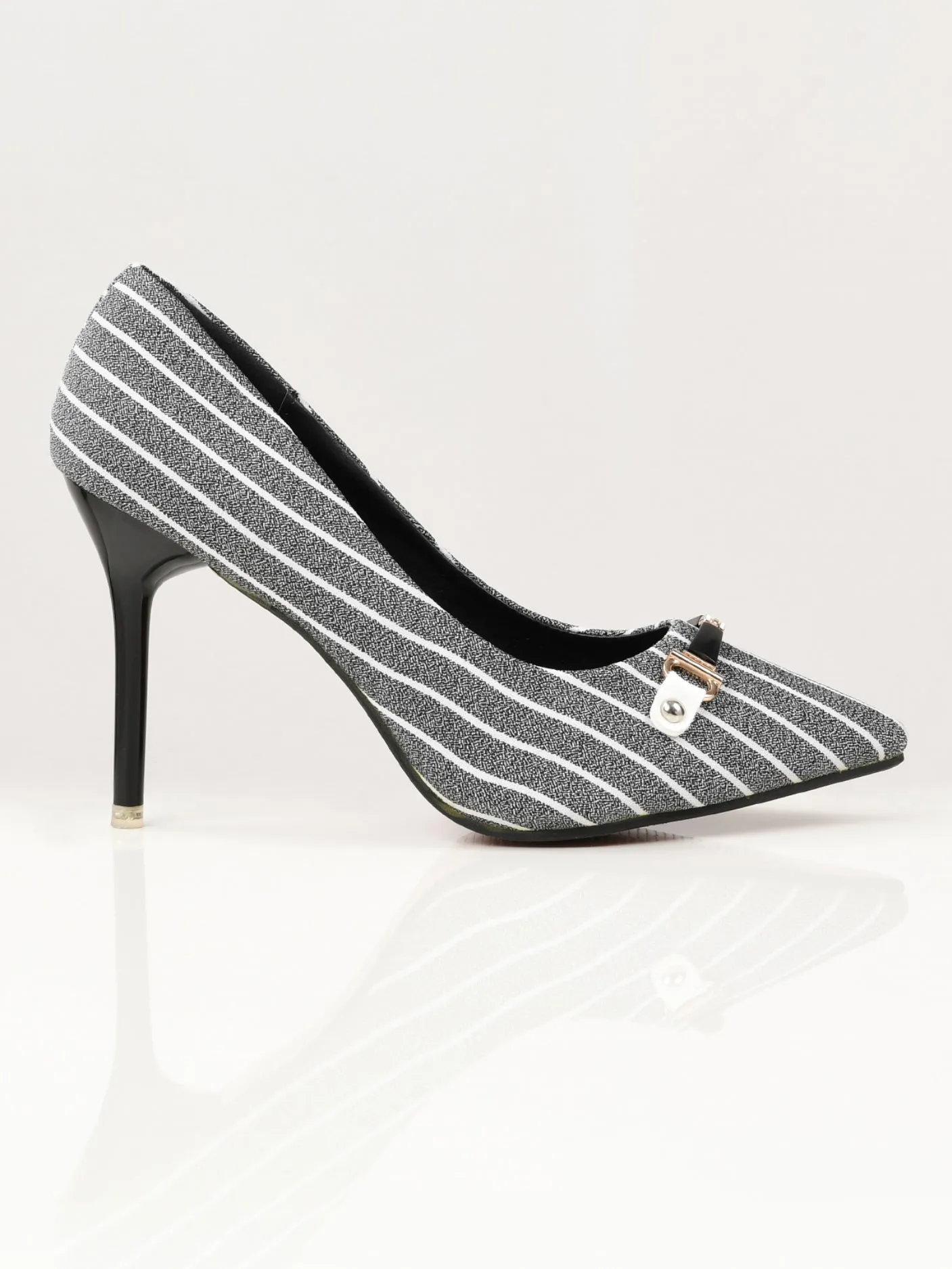 Striped Heels - Grey