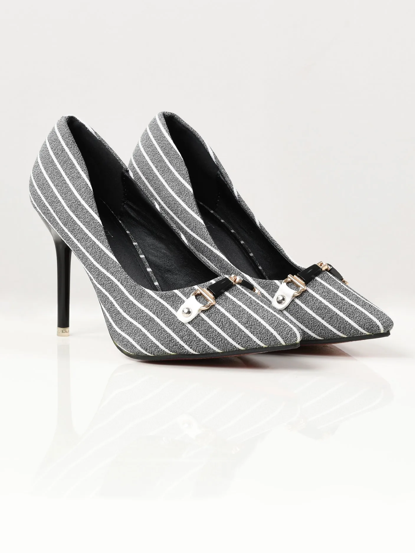 Striped Heels - Grey