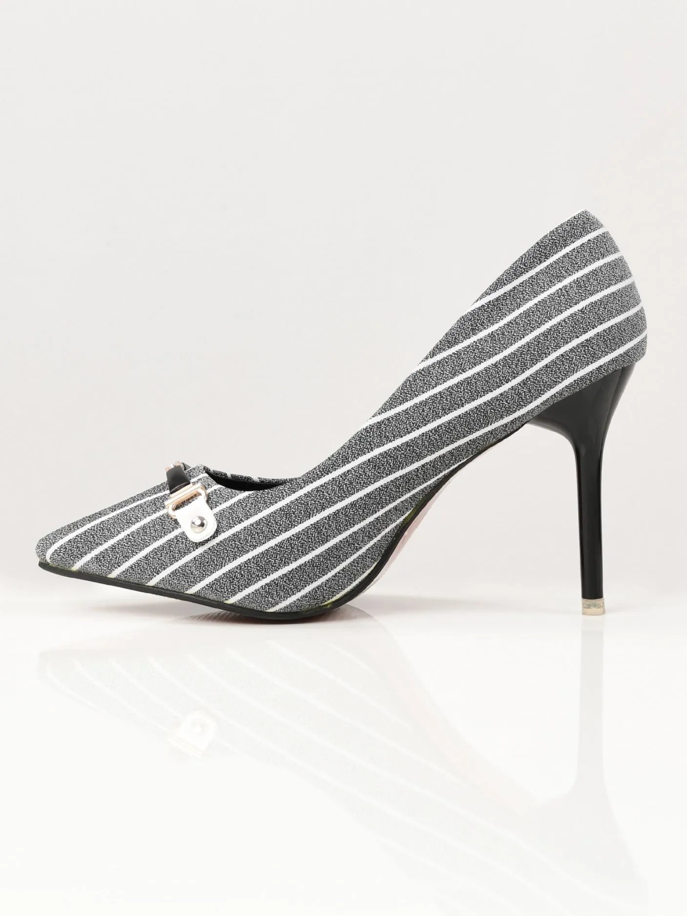 Striped Heels - Grey