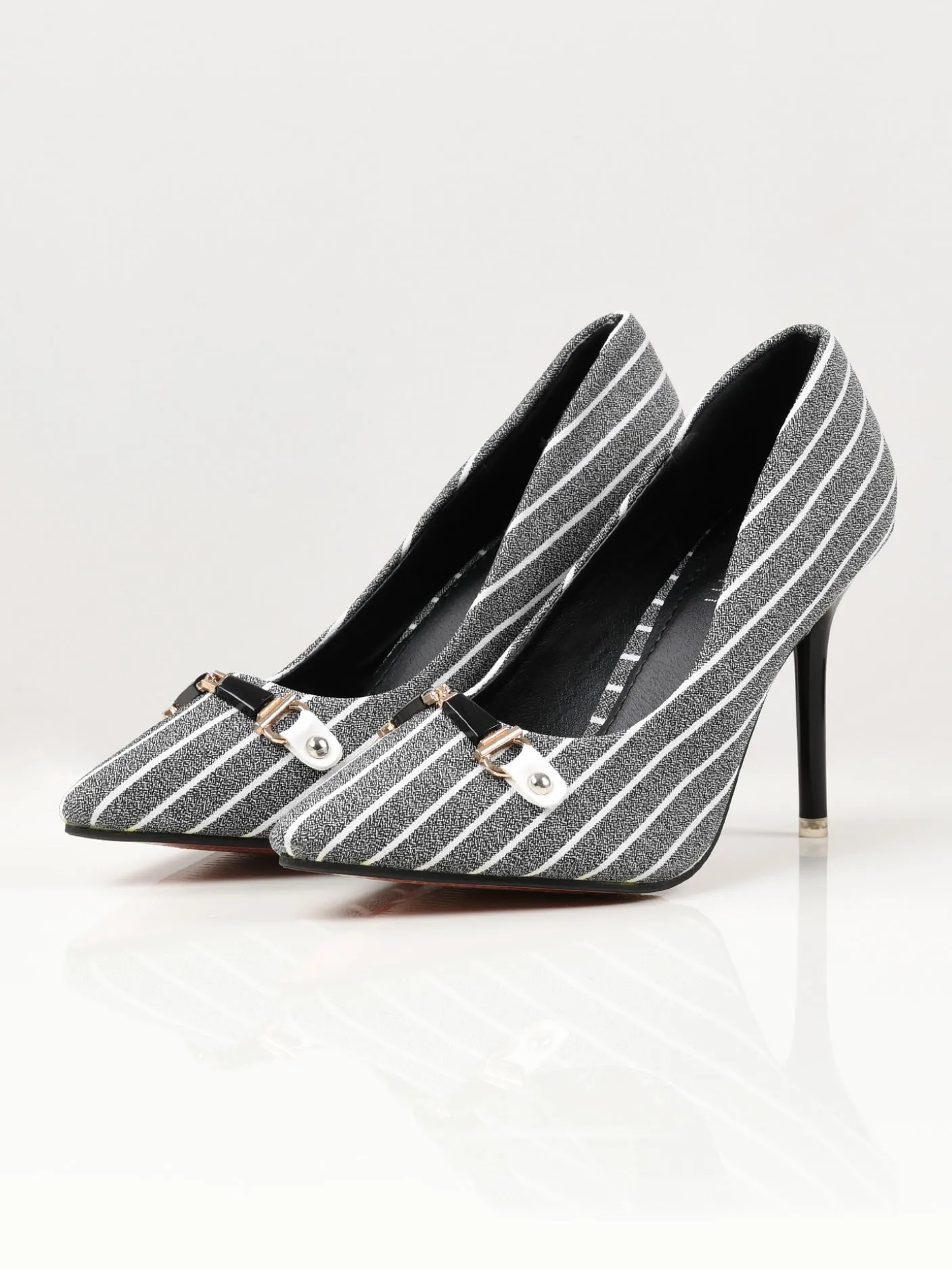 Striped Heels - Grey