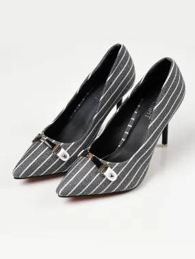 Striped Heels - Grey