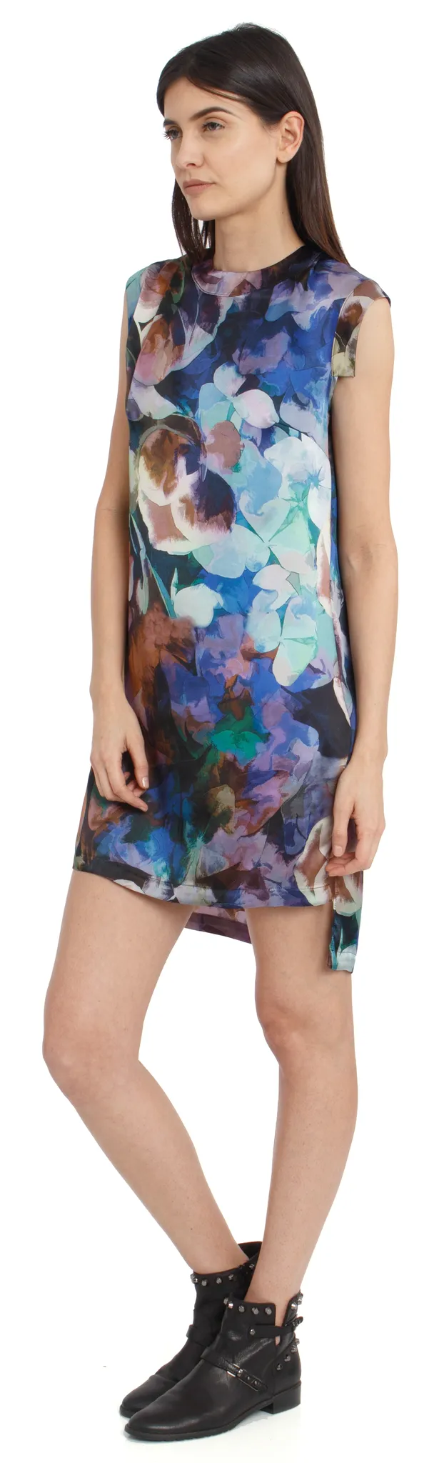 The Silk Leveled Dress   Floral Abyss