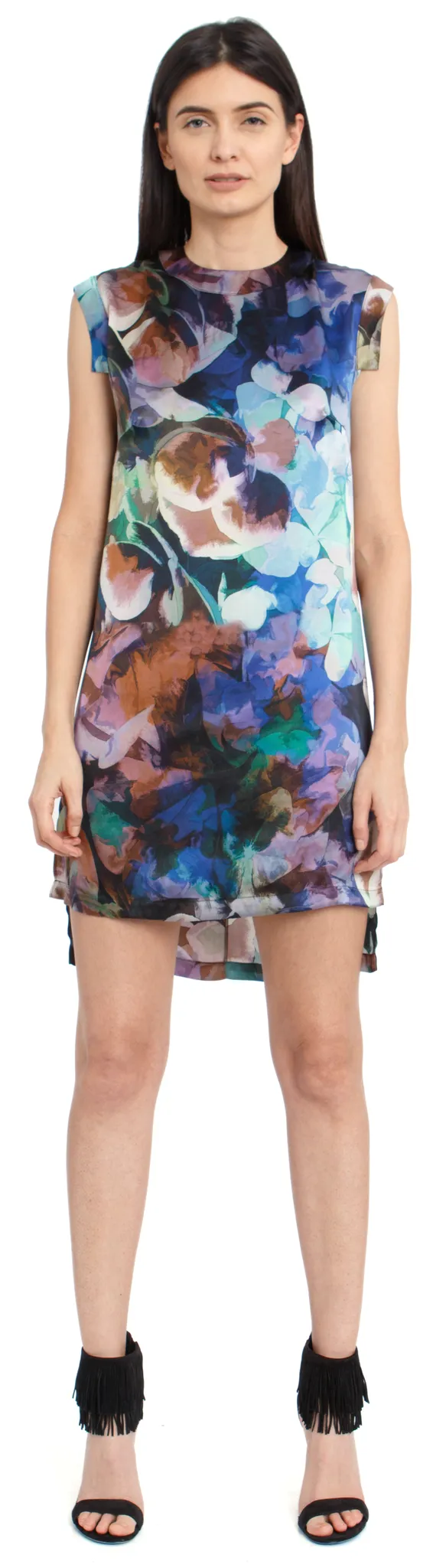 The Silk Leveled Dress   Floral Abyss