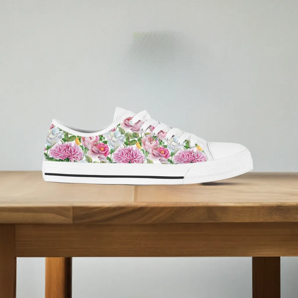 Watercolor Floral Women's Low Top Shoes