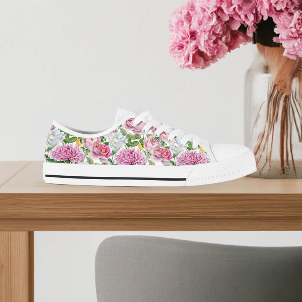 Watercolor Floral Women's Low Top Shoes