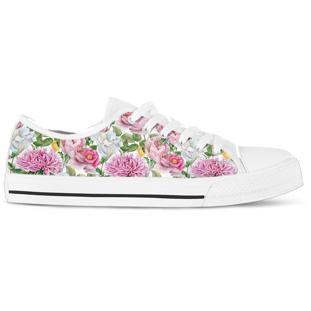 Watercolor Floral Women's Low Top Shoes