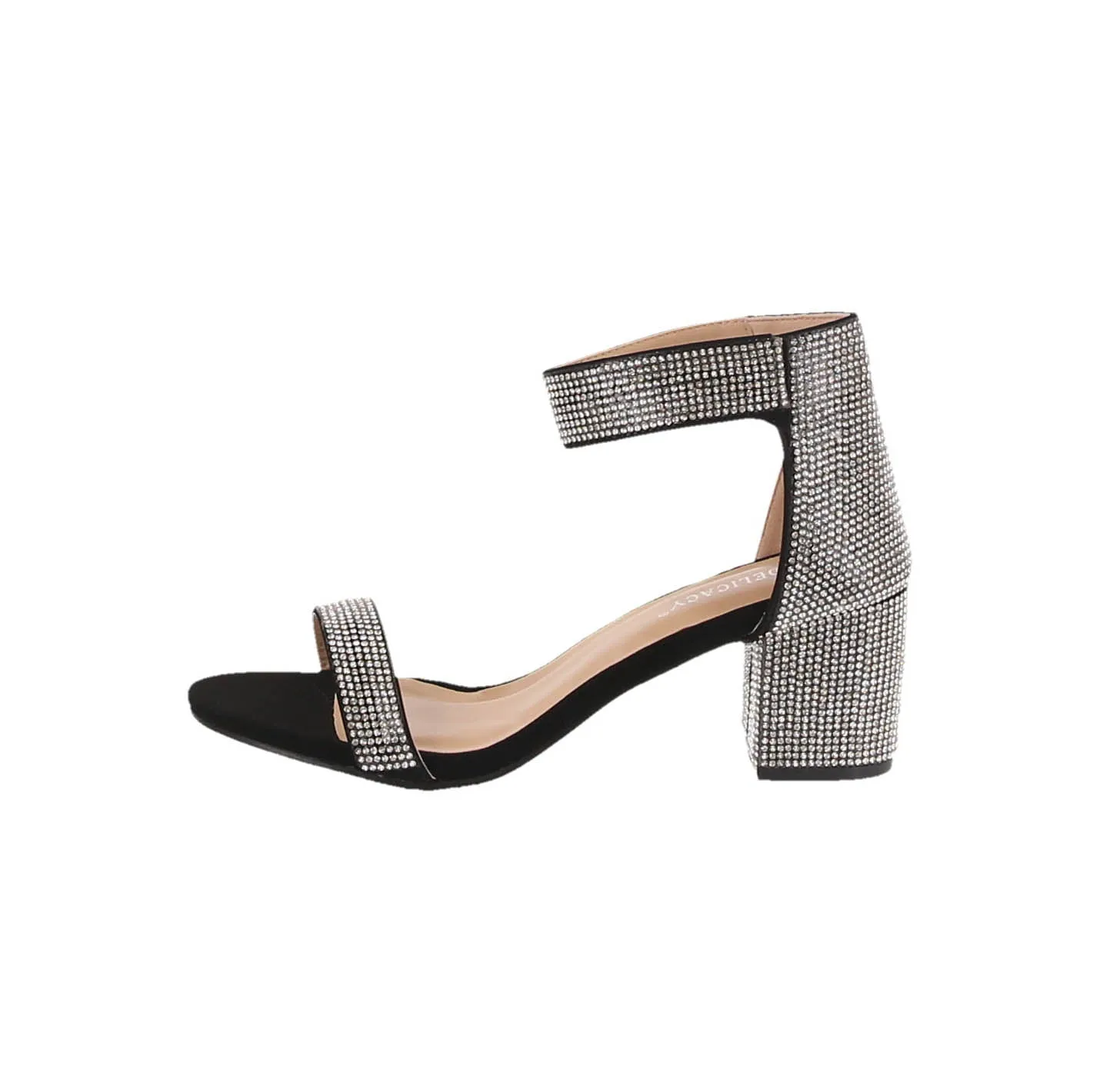 WOMAN'S SHOES BLACK PU GLITTER HEELS NATALY-19