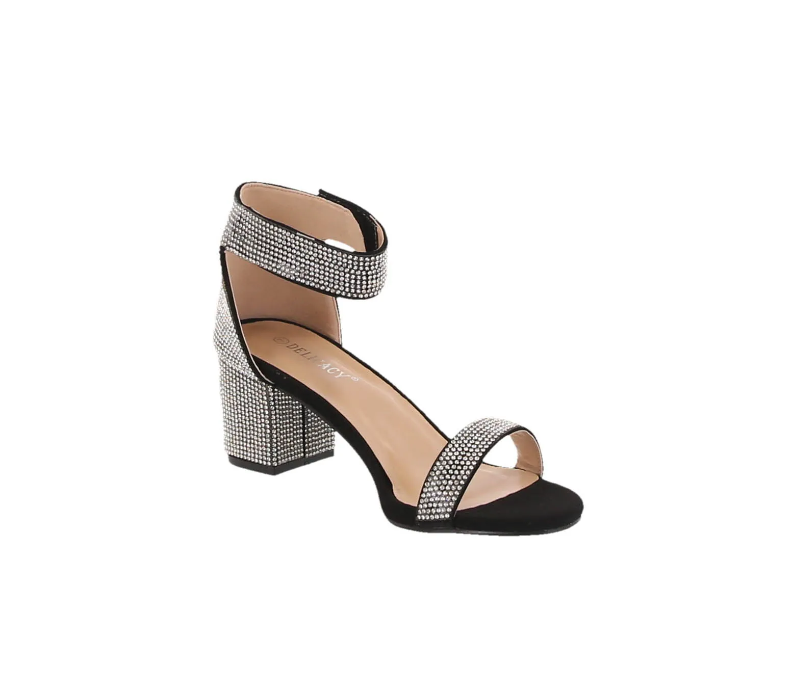 WOMAN'S SHOES BLACK PU GLITTER HEELS NATALY-19