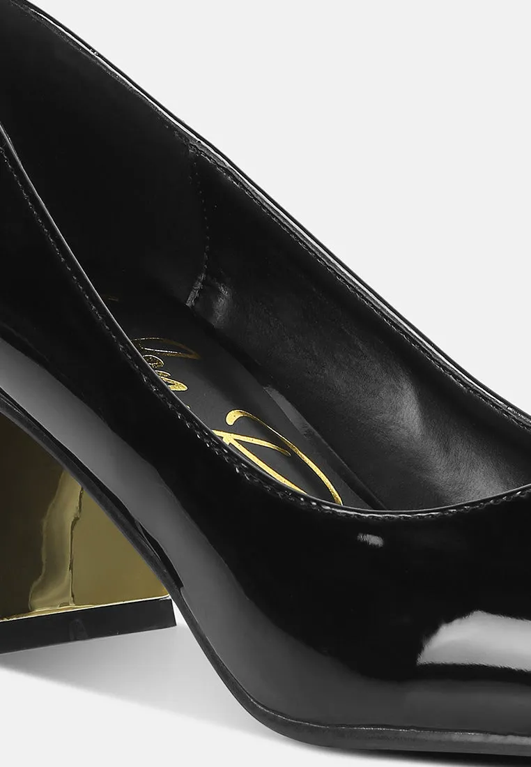 Zaila metallic accent block heel pumps